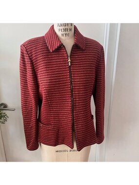 ST.  JOHN COLLECTION Tweed Fitted Zip up Blazer Jacket Size 10